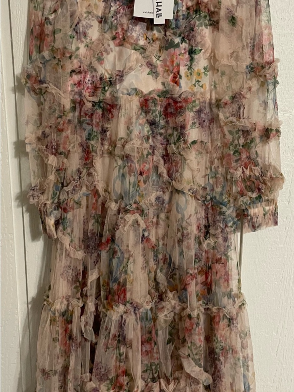 Floral Tiered Ruffle Maxi Dress - Cream Pink Floral - Picture 4 of 4